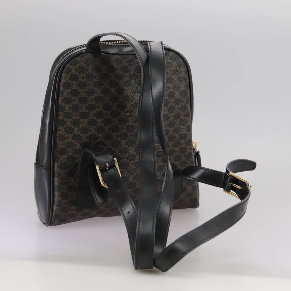 CELINE Macadam Canvas Backpack PVC Leather Black Silver Auth 105774 - Picture 7 of 16